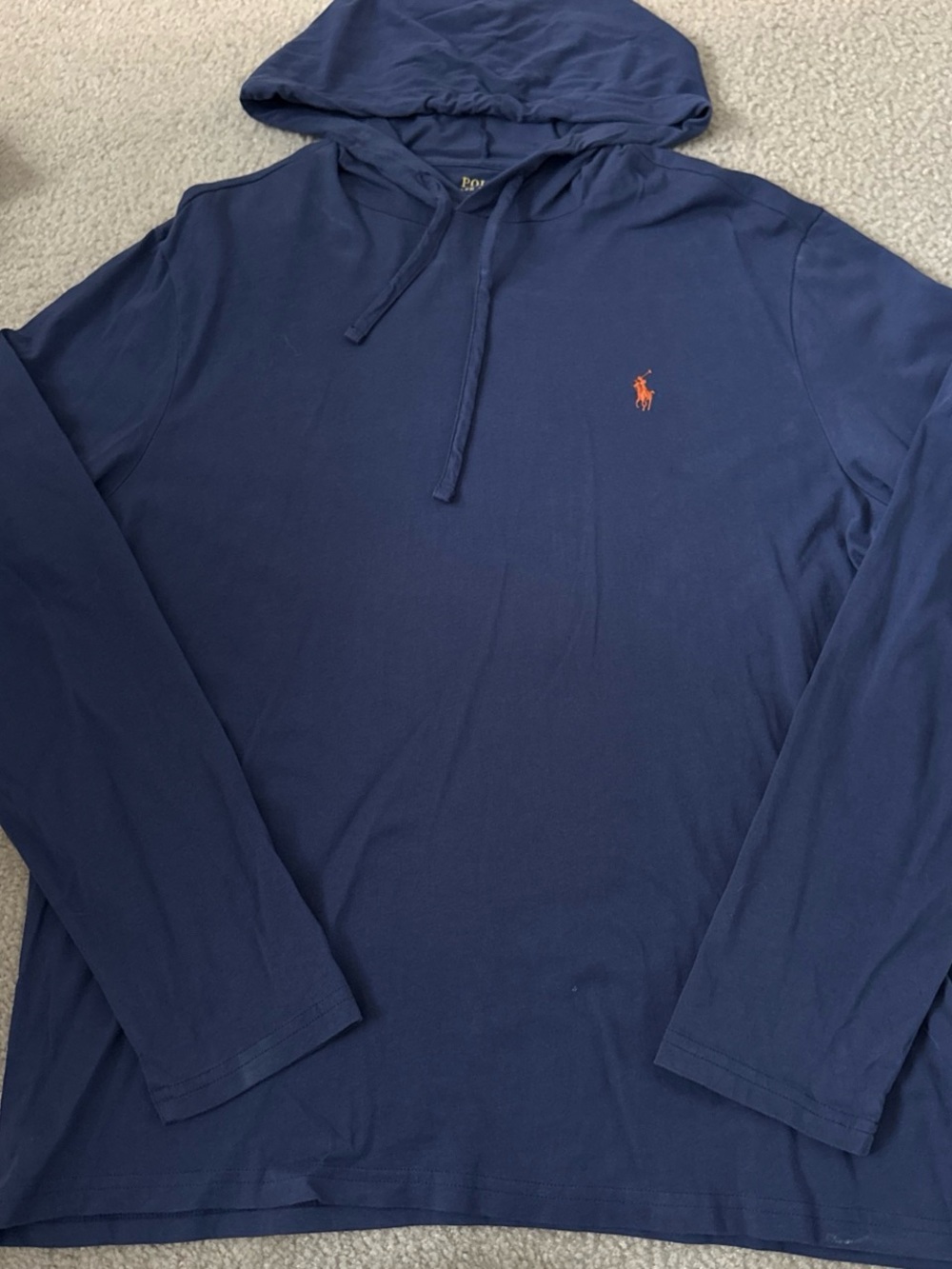 Polo by Ralph Lauren Navy Hooded Long-Sleeve Shirt with Red Pony